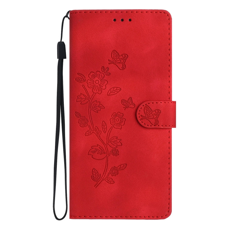 For Xiaomi Redmi Note 11 Pro 5G Global Flower Butterfly Embossing Pattern Leather Phone Case(Red)