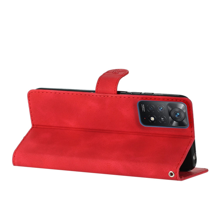 For Xiaomi Redmi Note 11 Pro 5G Global Flower Butterfly Embossing Pattern Leather Phone Case(Red)