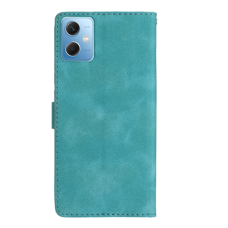 For Xiaomi Redmi Note 12 5G Flower Butterfly Embossing Pattern Leather Phone Case(Sky Blue)