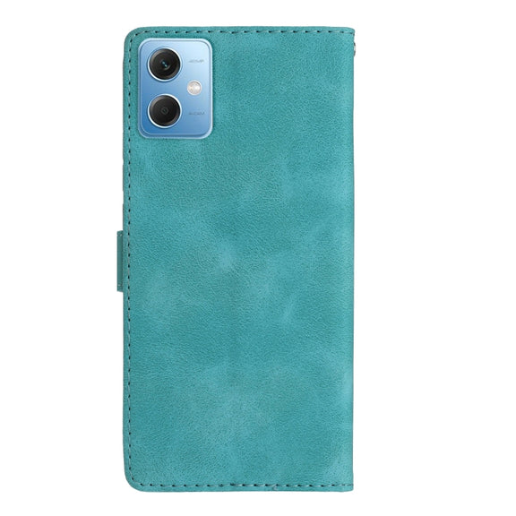For Xiaomi Redmi Note 12 5G Flower Butterfly Embossing Pattern Leather Phone Case(Sky Blue)
