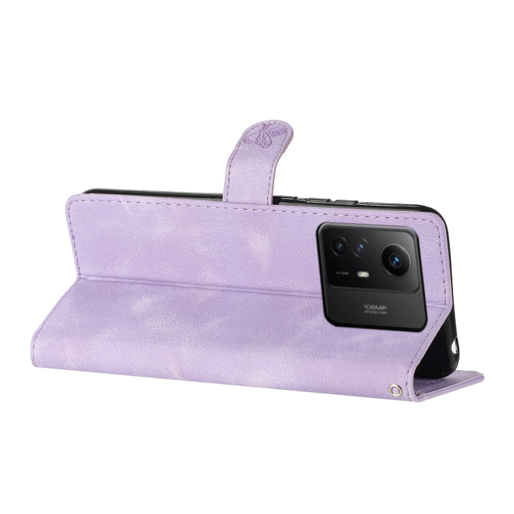 For Xiaomi Redmi Note 12S Flower Butterfly Embossing Pattern Leather Phone Case(Purple)
