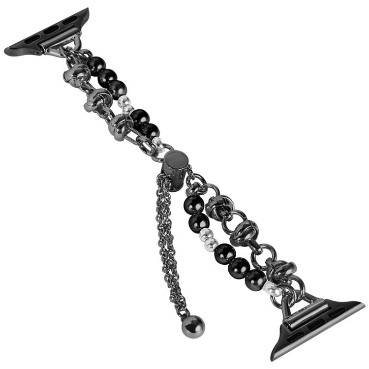 For Apple Watch SE 40mm Pearl Bracelet Metal Watch Band(Black)