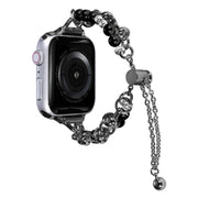 For Apple Watch SE 40mm Pearl Bracelet Metal Watch Band(Black)