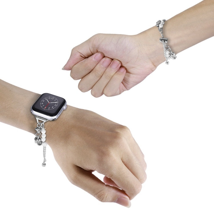 For Apple Watch 2 38mm Pearl Bracelet Metal Watch Band(Silver)