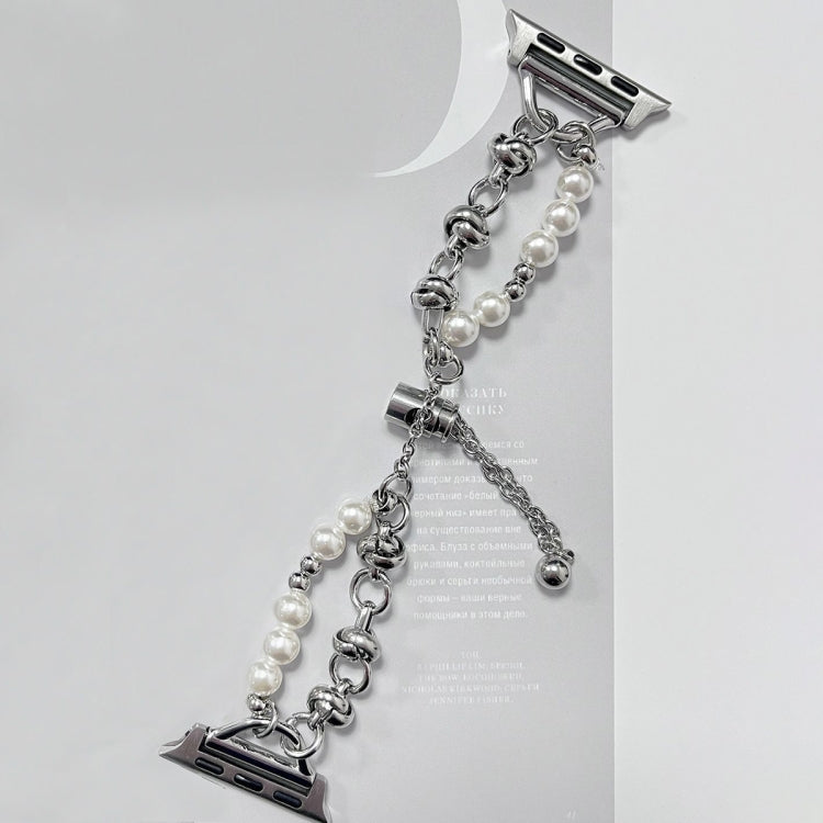 For Apple Watch 2 38mm Pearl Bracelet Metal Watch Band(Silver)
