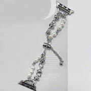 For Apple Watch Series 9 41mm Pearl Bracelet Metal Watch Band(Silver)