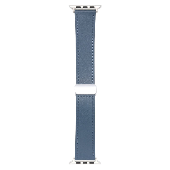 For Apple Watch 42mm Magnetic Buckle Skin Feel Leather Watch Band(Light Blue)