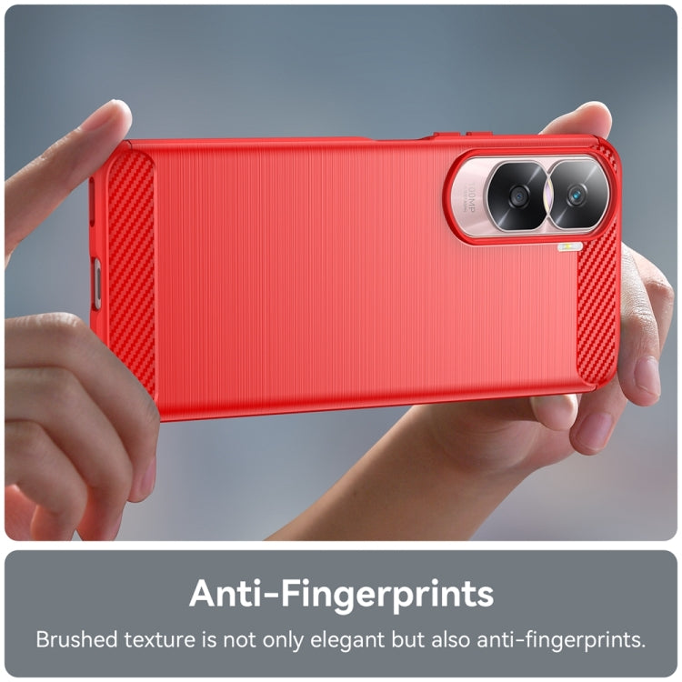 For Honor 90 Lite Brushed Texture Carbon Fiber TPU Phone Case(Red)