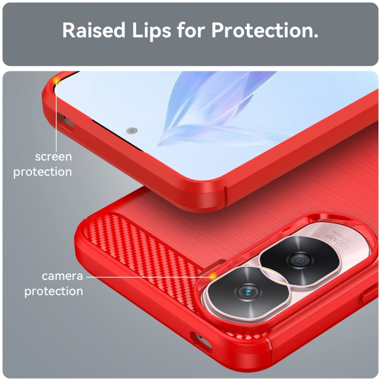 For Honor 90 Lite Brushed Texture Carbon Fiber TPU Phone Case(Red)
