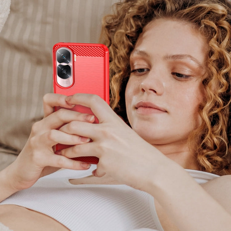For Honor 90 / 80 Brushed Texture Carbon Fiber TPU Phone Case(Red)