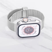 For Apple Watch 42mm Magnetic Buckle Herringbone Mesh Metal Watch Band(Starlight)