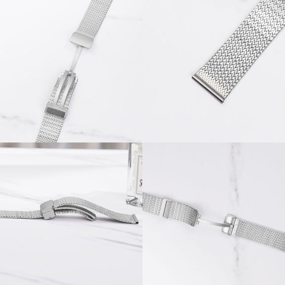 For Apple Watch 4 44mm Magnetic Buckle Herringbone Mesh Metal Watch Band(Silver)