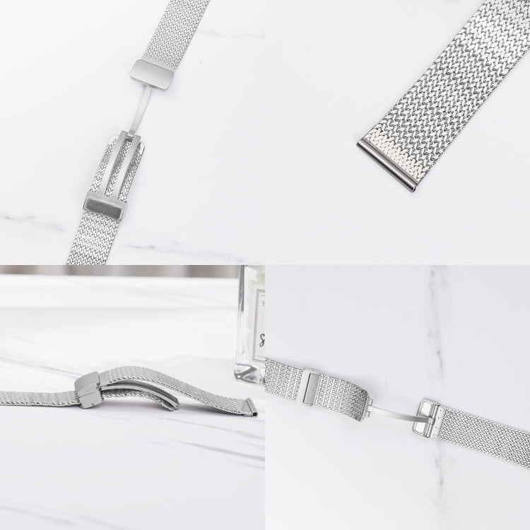 For Apple Watch 4 44mm Magnetic Buckle Herringbone Mesh Metal Watch Band(Silver)