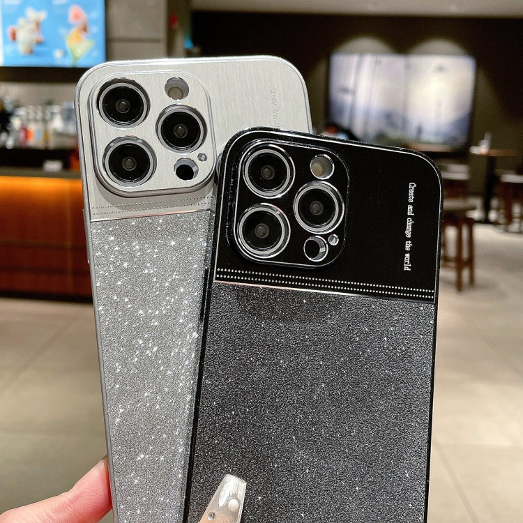 For iPhone 14 Plus Metallic Glitter Powder Shockproof Phone Case(Grey)