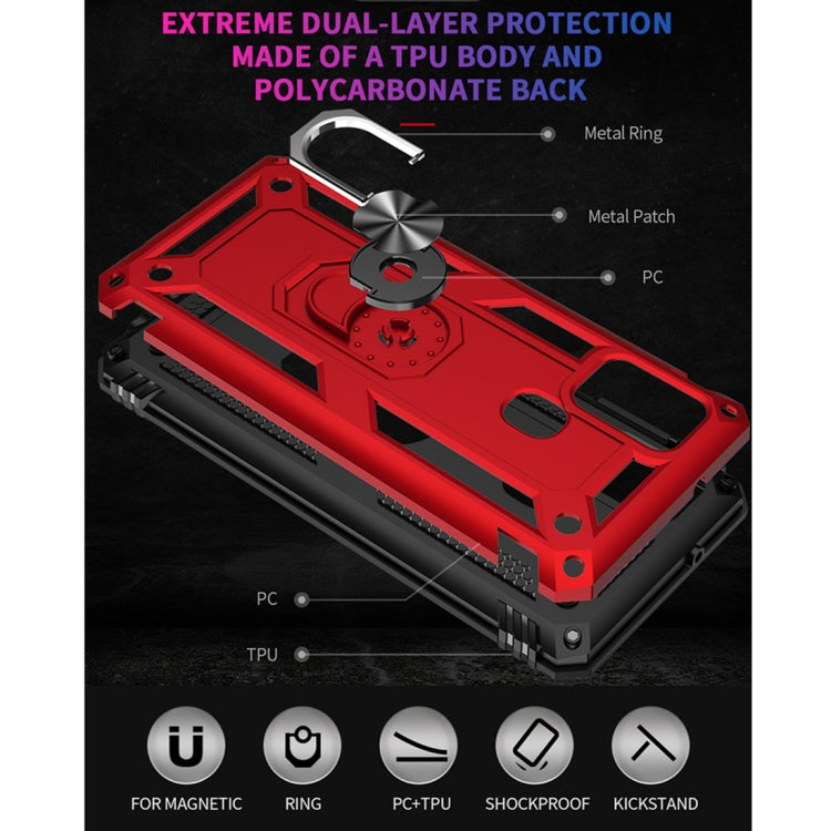 For Samsung Galaxy A21s Shockproof TPU + PC Protective Case with 360 Degree Rotating Holder(Blue)