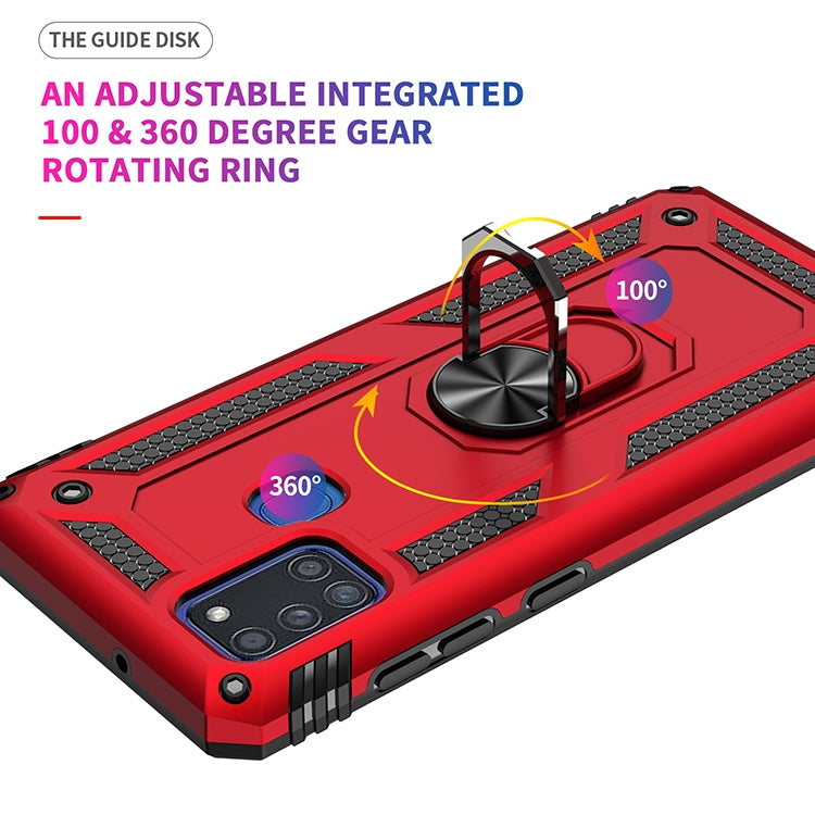 For Samsung Galaxy A21s Shockproof TPU + PC Protective Case with 360 Degree Rotating Holder(Blue)