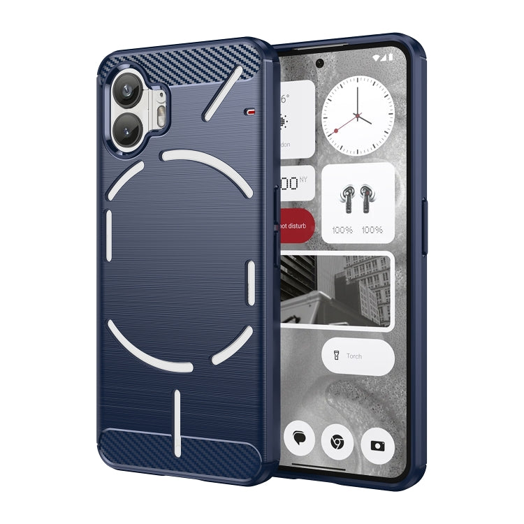 For Nothing Phone 2 Carbon Fiber Brushed Texture TPU Phone Case(Blue)