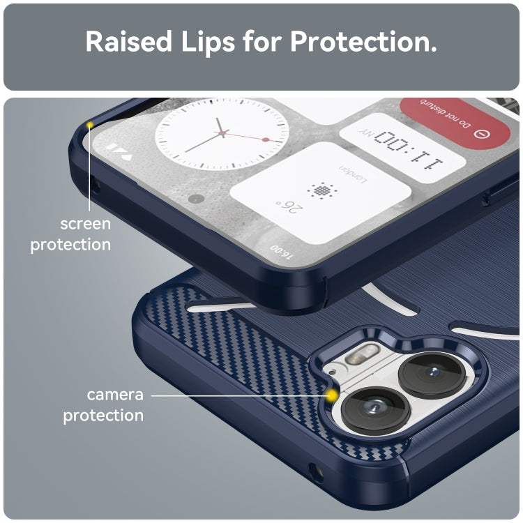 For Nothing Phone 2 Carbon Fiber Brushed Texture TPU Phone Case(Blue)