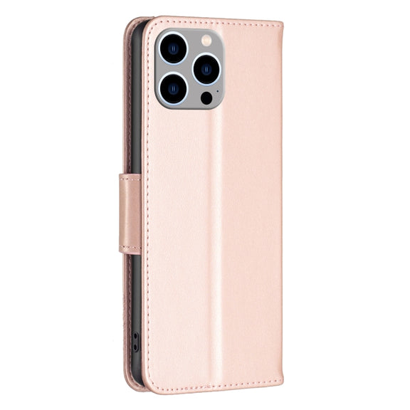 For iPhone 15 Pro Max Embossing Two Butterflies Pattern Leather Phone Case(Rose Gold)