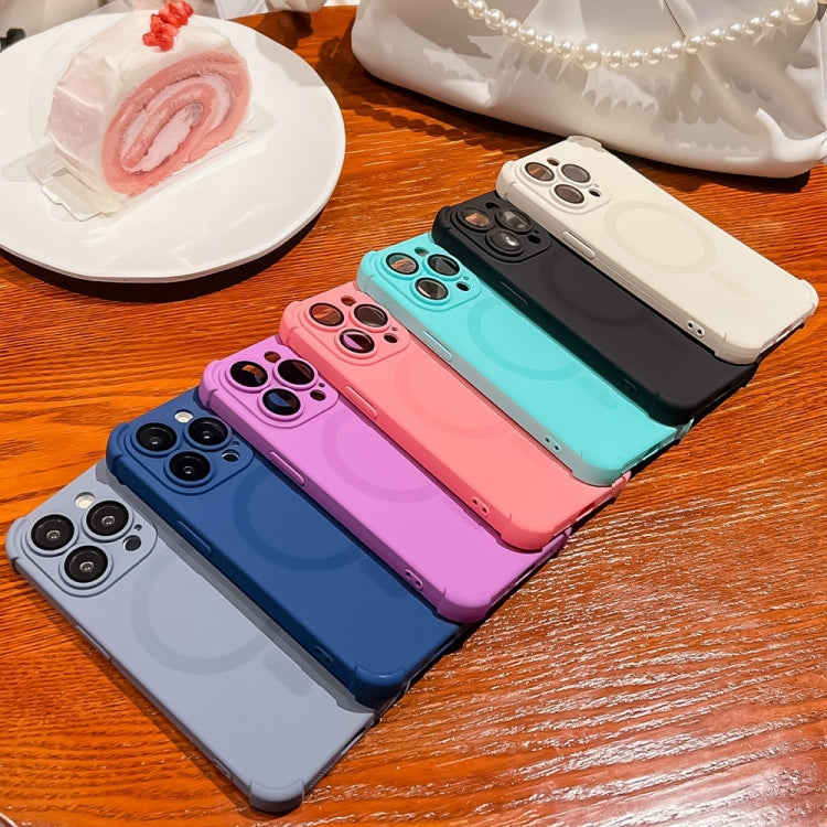 For iPhone 13 Four Corner Shockproof Skin Feel MagSafe Magnetic Phone Case(Grey)