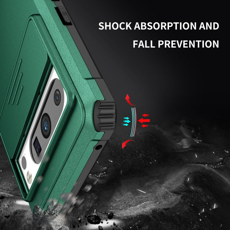 For Google Pixel 8 Pro Stereoscopic Holder Sliding Camshield Phone Case(Green)