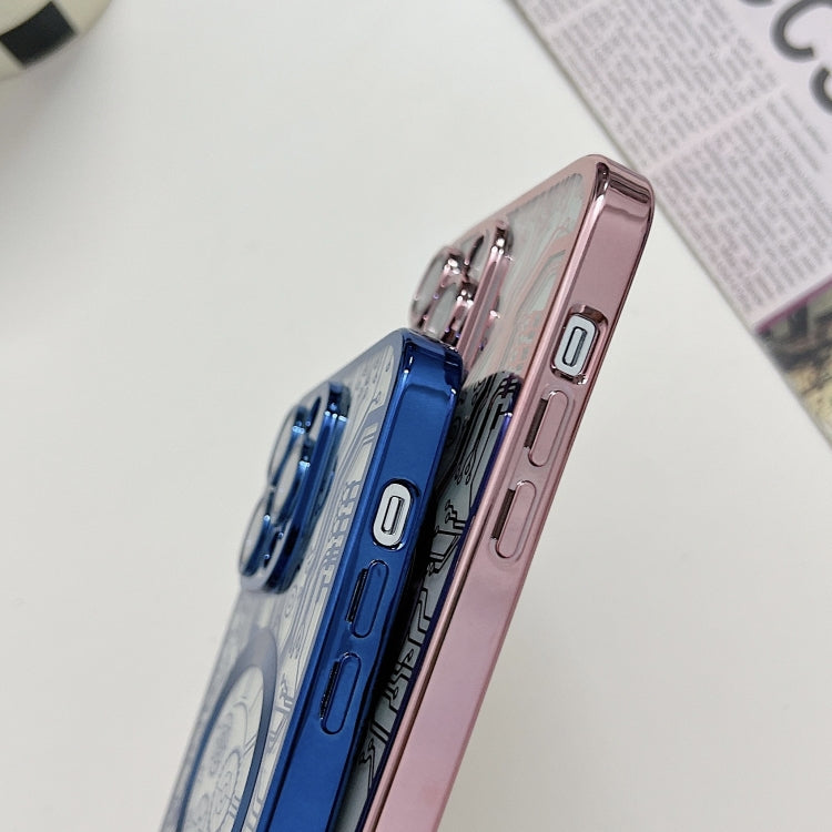 For iPhone 12 Pro Max Electroplated Circuit Board Pattern MagSafe Phone Case(Sierra Blue)