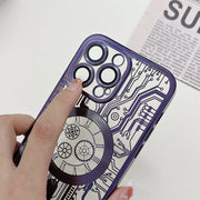 For iPhone 12 Pro Max Electroplated Circuit Board Pattern MagSafe Phone Case(Sierra Blue)