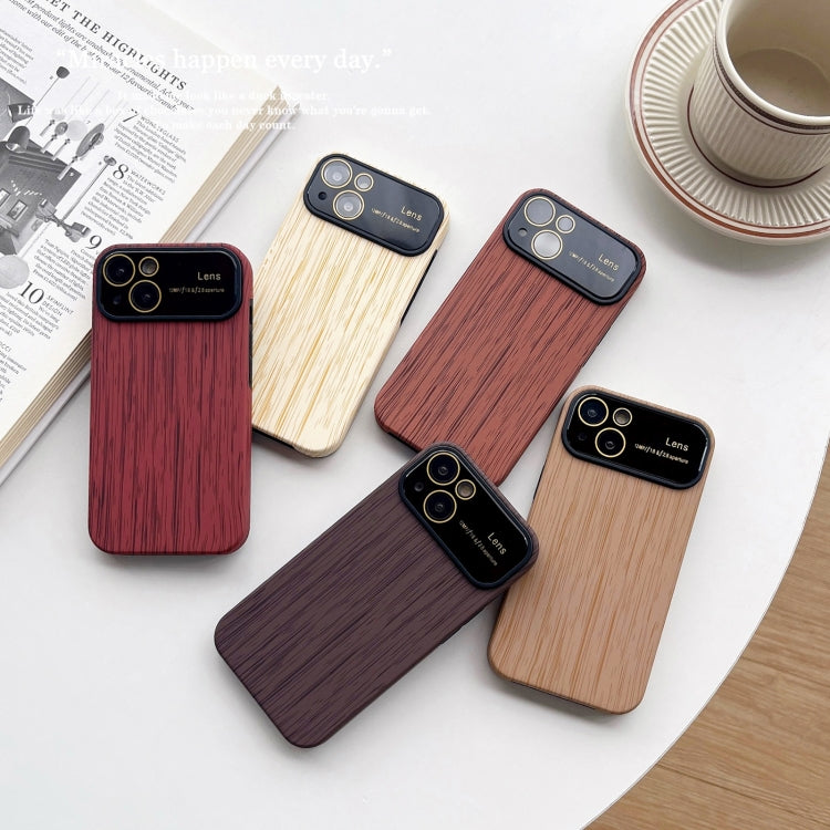 For iPhone 13 Pro Max Wood Grain TPU Phone Case with Lens Film(Khaki)