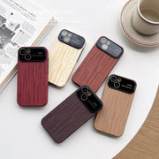 For iPhone 13 Pro Max Wood Grain TPU Phone Case with Lens Film(Khaki)