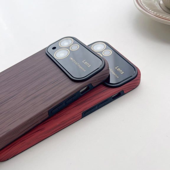 For iPhone 13 Pro Wood Grain TPU Phone Case with Lens Film(Khaki)