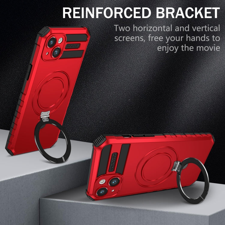 For iPhone 14 Plus MagSafe Magnetic Holder Phone Case(Red)