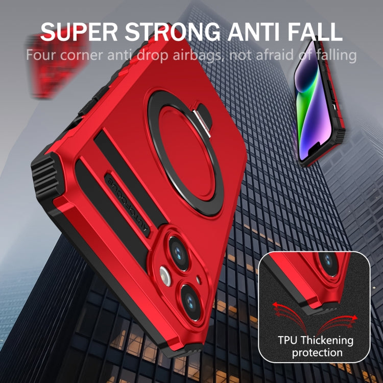 For iPhone 14 Plus MagSafe Magnetic Holder Phone Case(Red)