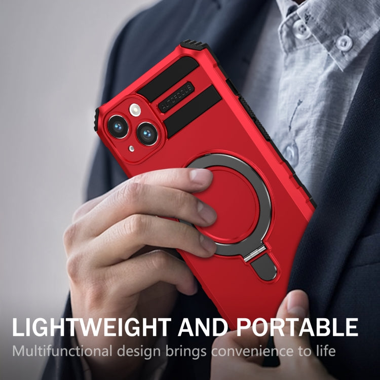 For iPhone 14 Plus MagSafe Magnetic Holder Phone Case(Red)