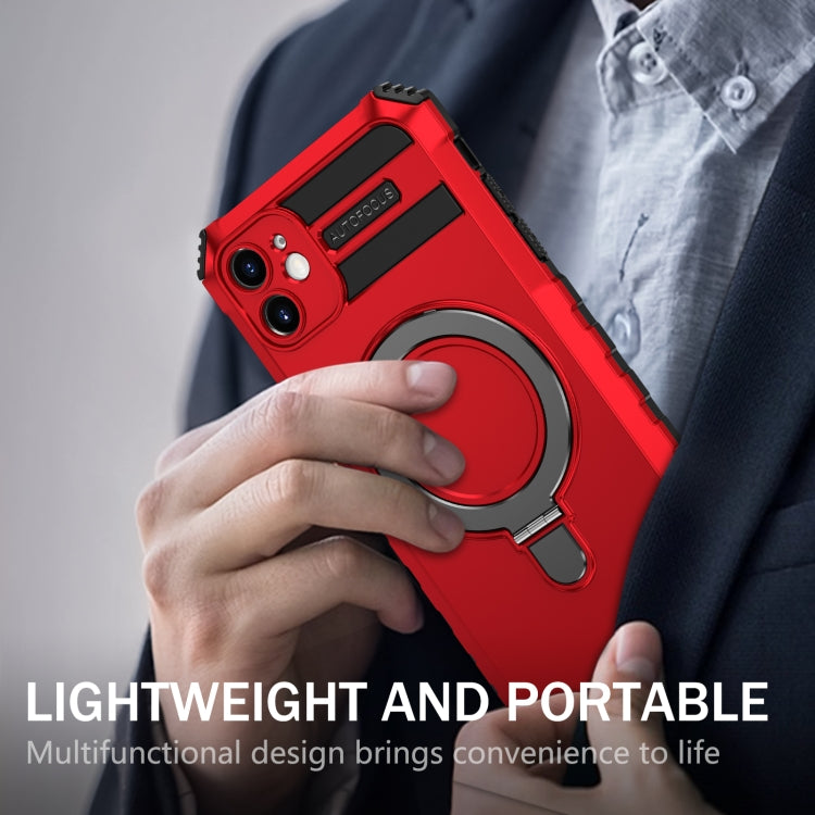 For iPhone 11 MagSafe Magnetic Holder Phone Case(Red)