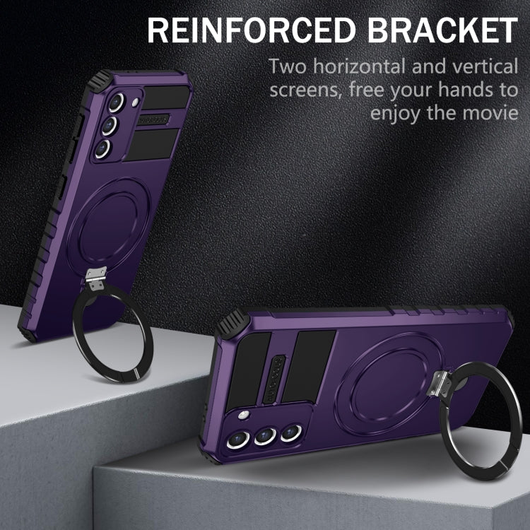 For Samsung Galaxy S21+ 5G MagSafe Magnetic Holder Phone Case(Purple)