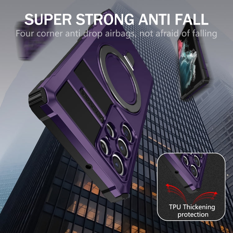 For Samsung Galaxy S22 Ultra 5G MagSafe Magnetic Holder Phone Case(Purple)