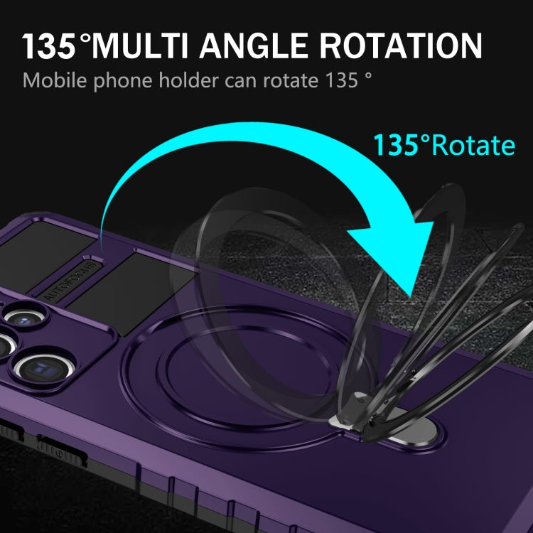 For Samsung Galaxy S22 Ultra 5G MagSafe Magnetic Holder Phone Case(Purple)