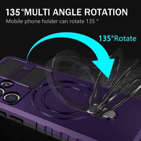 For Samsung Galaxy S22 Ultra 5G MagSafe Magnetic Holder Phone Case(Purple)