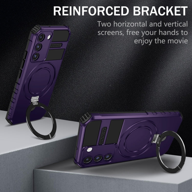For Samsung Galaxy S22+ 5G MagSafe Magnetic Holder Phone Case(Purple)