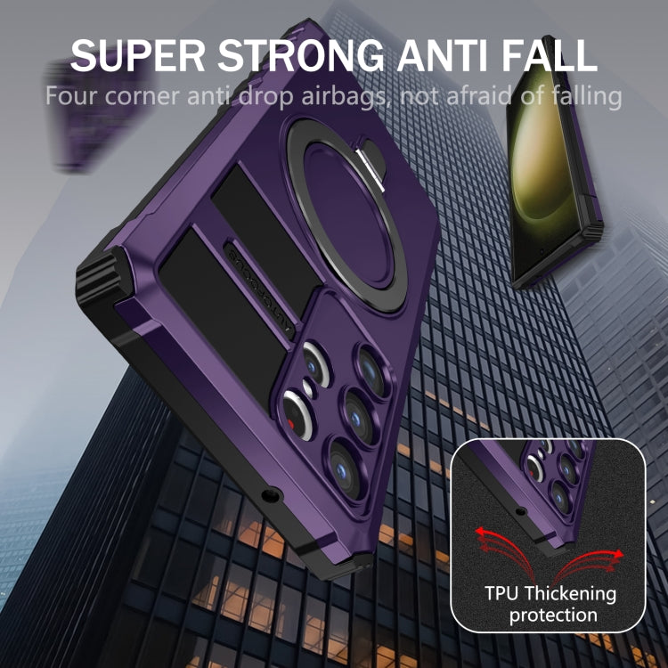 For Samsung Galaxy S23 Ultra 5G MagSafe Magnetic Holder Phone Case(Purple)
