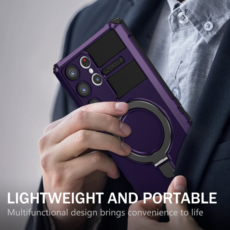 For Samsung Galaxy S23 Ultra 5G MagSafe Magnetic Holder Phone Case(Purple)