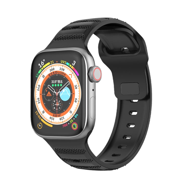 For Apple Watch 7 41mm Dot Texture Fluororubber Watch Band(Black)