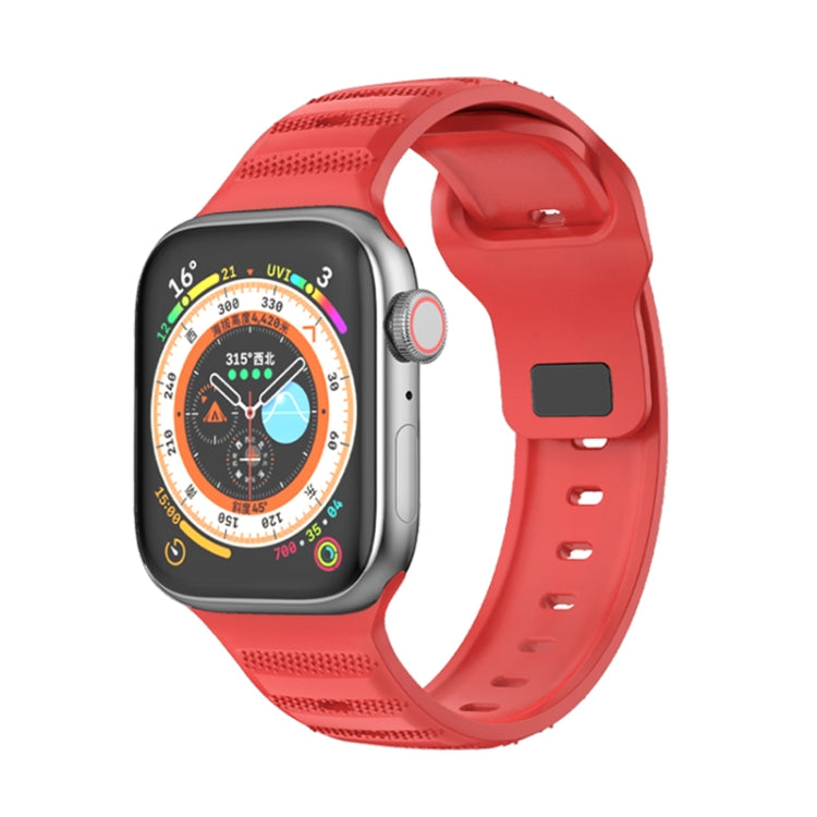 For Apple Watch 3 42mm Dot Texture Fluororubber Watch Band(Red)