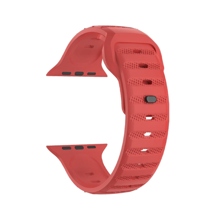 For Apple Watch 3 42mm Dot Texture Fluororubber Watch Band(Red)