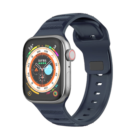 For Apple Watch 42mm Dot Texture Fluororubber Watch Band(Midnight Blue)