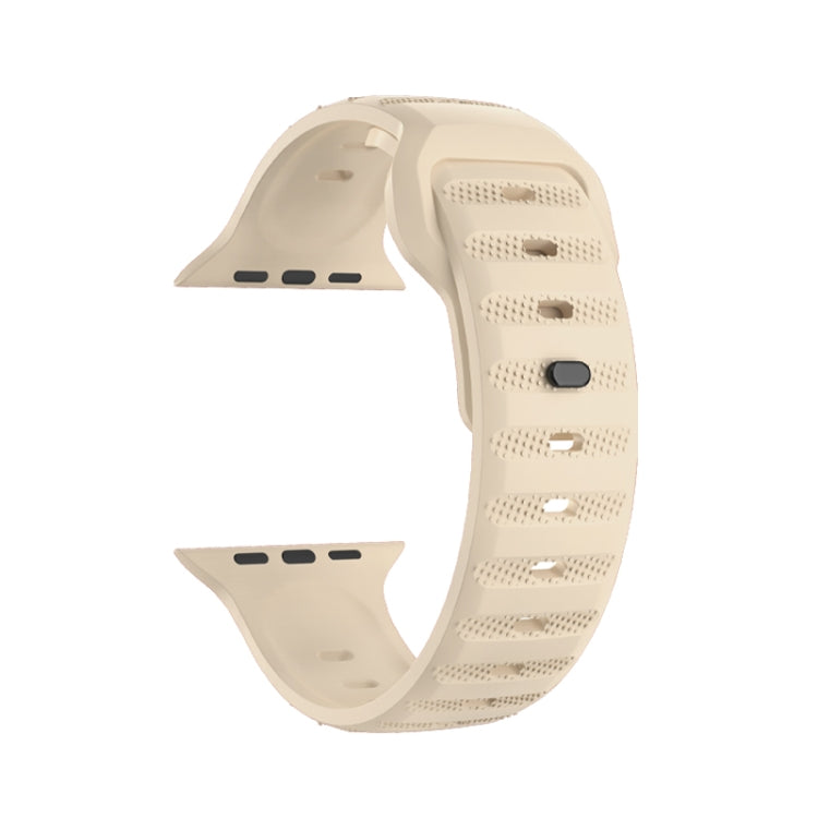 For Apple Watch 42mm Dot Texture Fluororubber Watch Band(Starlight)
