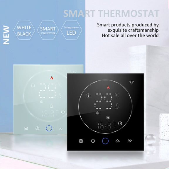 BHT-008GAL 95-240V AC 5A Smart Home Water Heating LED Thermostat Without WiFi(White)