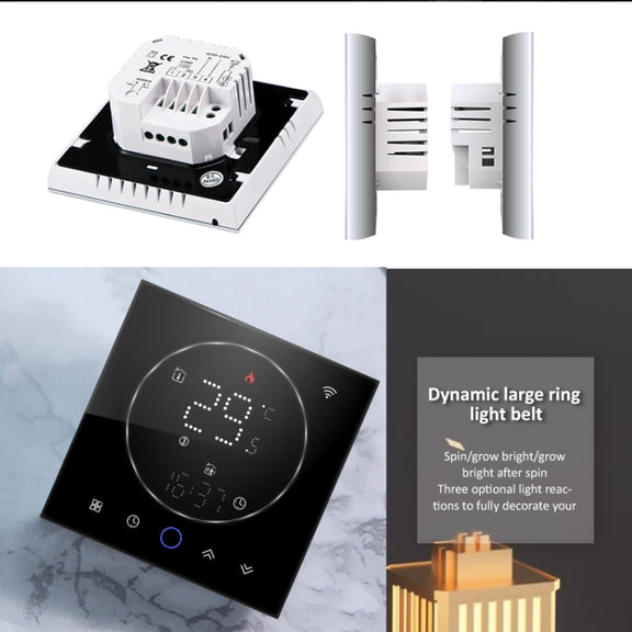 BHT-008GCL 95-240V AC 5A Smart Home Boiler Heating LED Thermostat Without WiFi(Black)