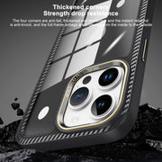 For iPhone 12 Pro Carbon Fiber Transparent Back Panel Phone Case(Black + Transparent)