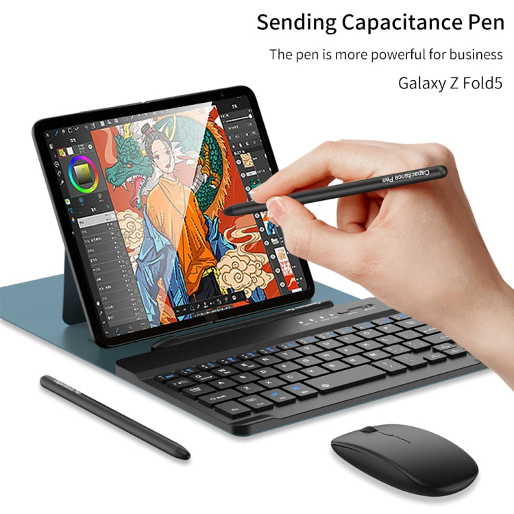For Samsung Galaxy Z Fold5 GKK Gear Adjustment Bluetooth Keyboard Leather Case with Pen + Keyboard + Mouse + Case(Green)